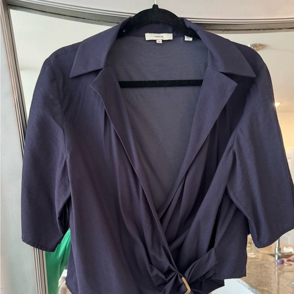 NEW! VINCE Linen Blend Navy Wrap Around. - Picture 6 of 6